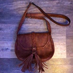 Crossbody brown tassel purse